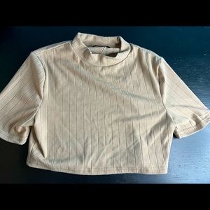 CROPPED BROWN SWEATER TEE